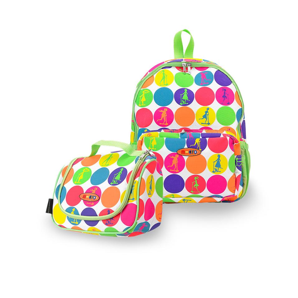 Maxi Micro batoh a svačinová taška - neon dots - 01